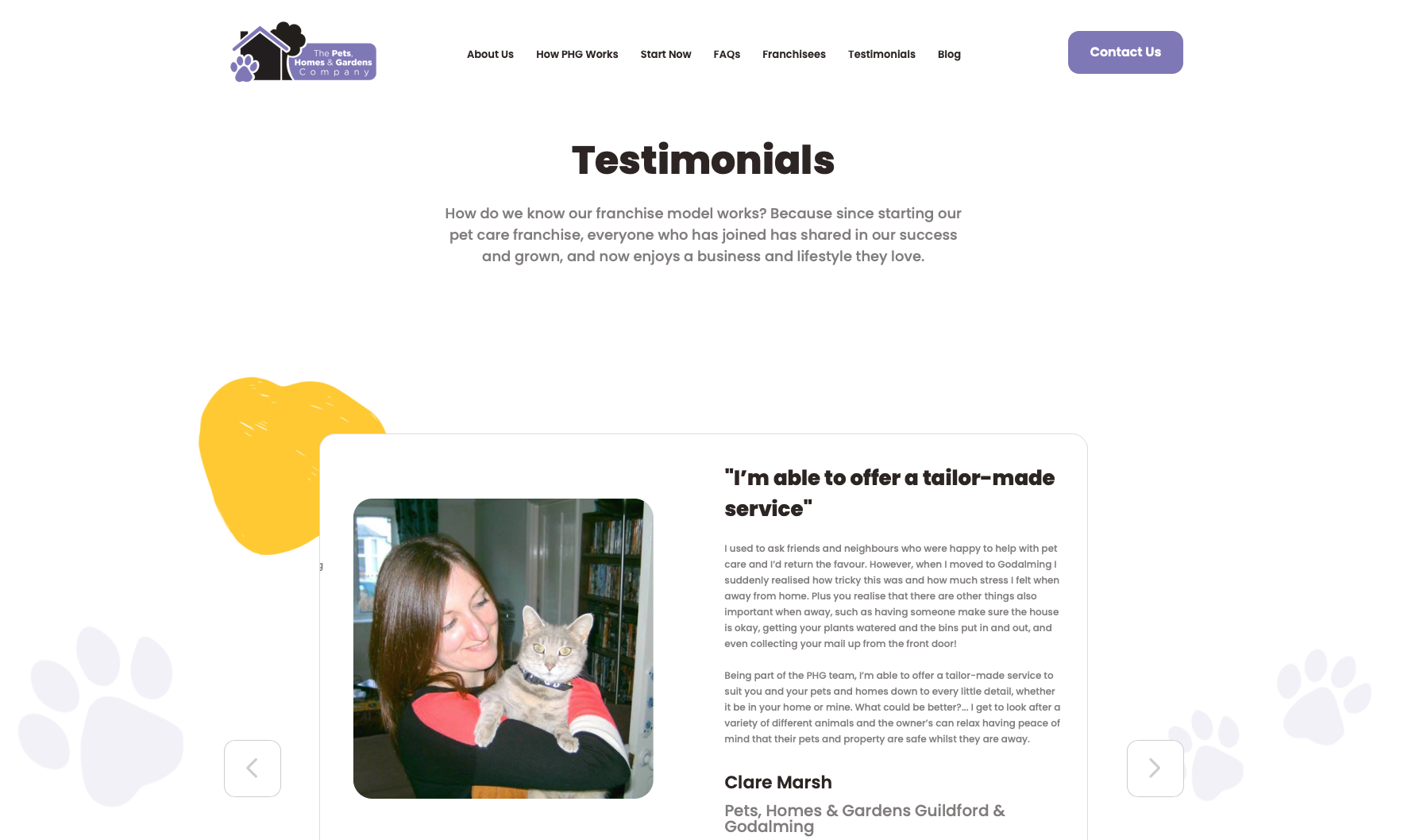 Pet Sitting Franchise Testimonials The Pets, Homes & Gardens Company